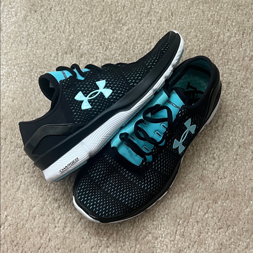 Under Armour Black and Aqua Running Shoes
